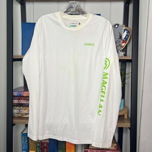 Magellan Outdoors Cream Long Sleeve Shirt with Lime Accents